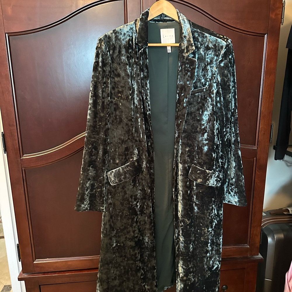 Leith Emerald/Black Velvet Coat